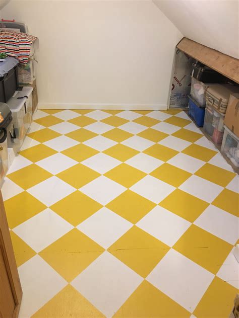 Yellow Checkered Wood Chip Flooring