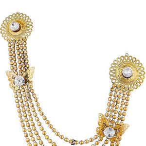 Buy Mahi Gold Plated Double Butterfly Shaped & Layered Chain Brooch for ...