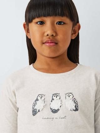 John Lewis Kids' Owl Long Sleeve Top, Cream