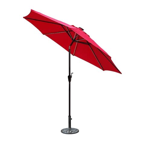 Jeco 9 ft. Aluminum Umbrella with Crank & Solar Guide Tubes - Brown ...