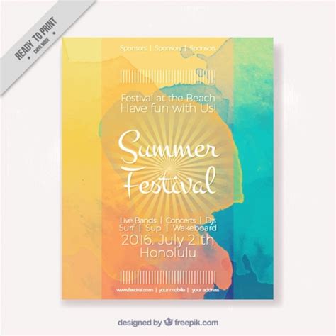 Carino acquerello macchie brochure estate | Vettore Gratis