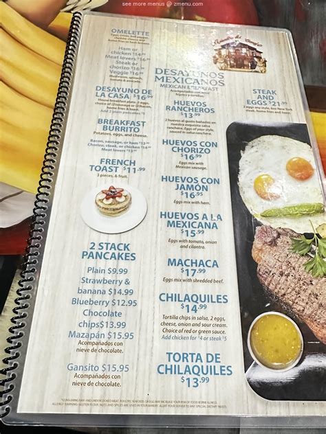 Online Menu of Hacienda El Conejo Restaurant, Las Vegas, Nevada, 89119 ...