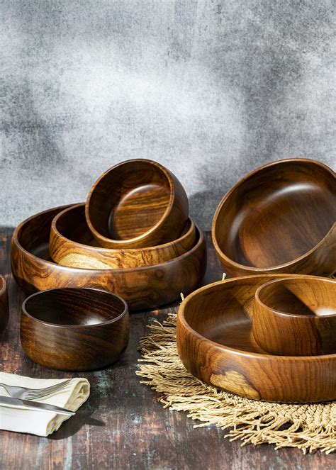 Get Baro Wooden Bowls -Set Of 1 Large And 2 Medium Bowls at ₹ 1499 ...
