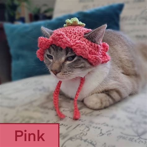 Flower Cat Hat Crochet Hat for Cat or Kitten Cat Gift Handmade - Etsy