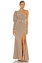 PatBO Lurex One Shoulder Maxi Dress in Gold | REVOLVE