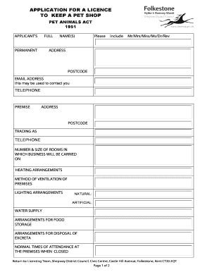 Fillable Online shepway gov Return to Licensing Team Shepway District ...