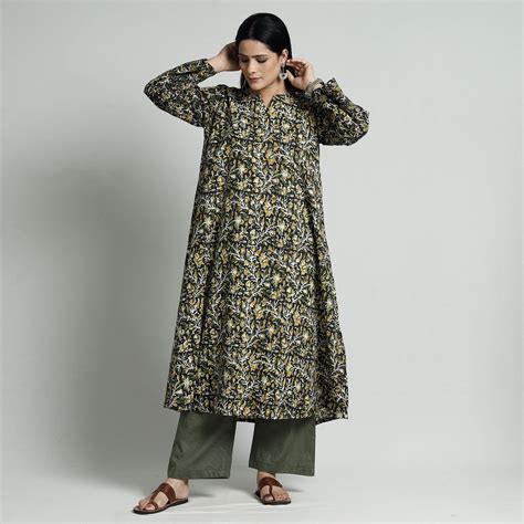 Bagru Block Printed Cotton Kurta with Palazzo Set
