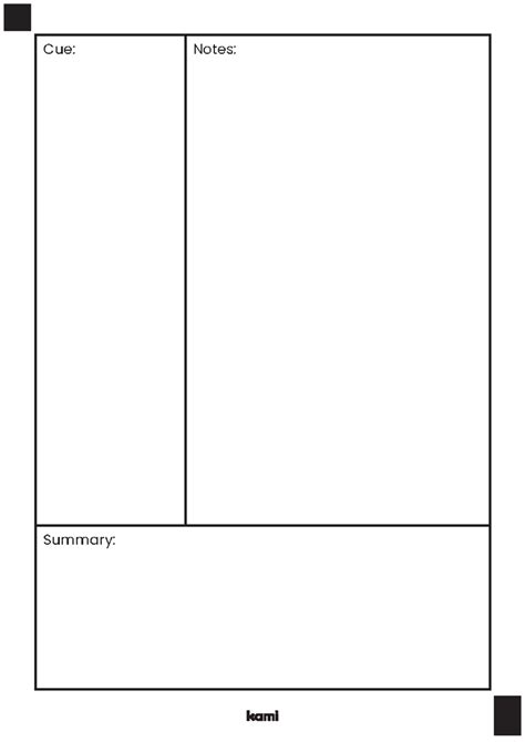 Cornell Notes Three Sections - B.Tech - Cue: Notes: Summary: - Studocu