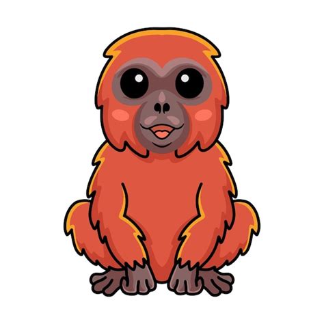 Cute little orangutan cartoon sitting | Premium Vector