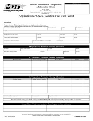 Fillable Online mdt mt Application for Special Aviation Fuel User ...