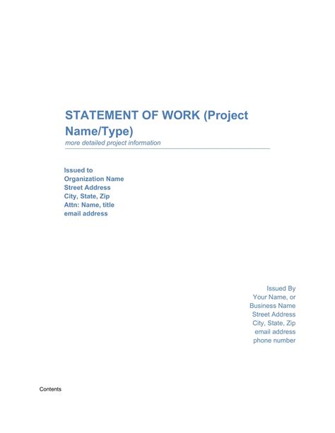 Image result for Statement of Work It Example