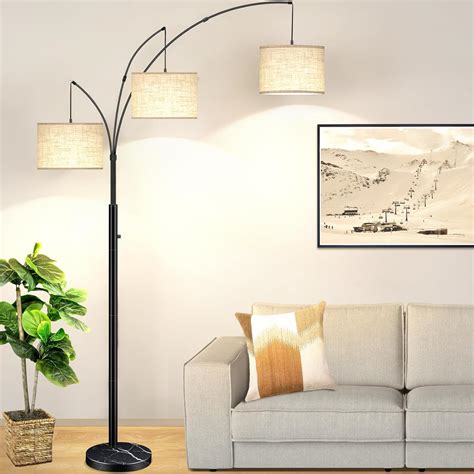 Floor Lamps for Living Room, 3-Light Dimmable Arc Tall Standing Floor ...