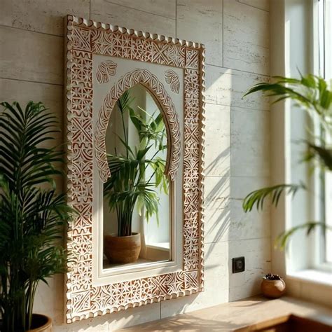 Vintage Arch Hand Carved Wooden Wall Mirror – Living Furn India – J.L ...