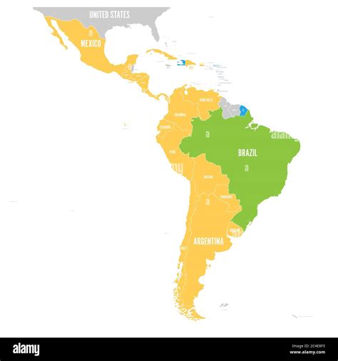 Vector map of Latin America with differently highlighted language ...