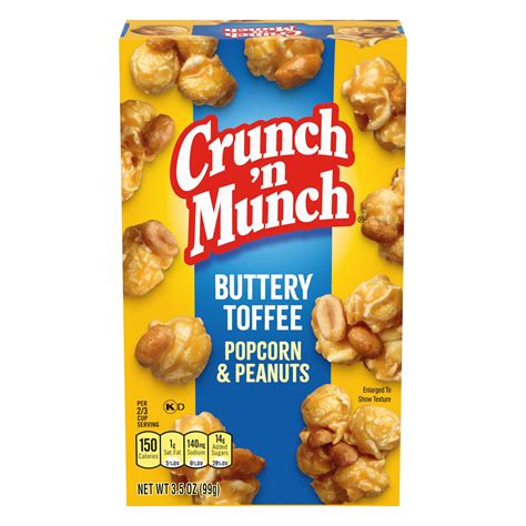 CRUNCH 'N MUNCH Snack Box: 3.5 oz. Buttery Toffee Popcorn with Peanuts ...