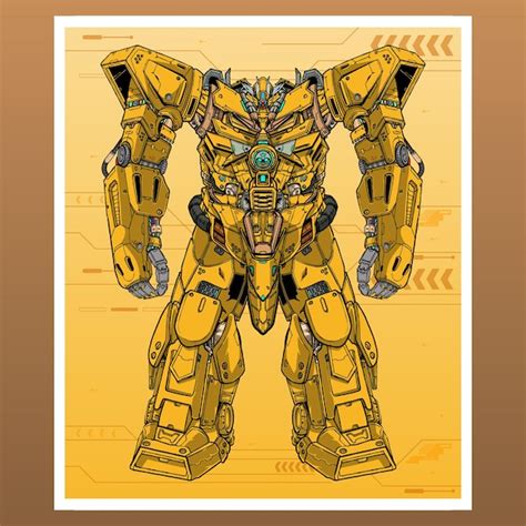 Mecha robot bumblebee powerful builded by head arm body leg weapon ...