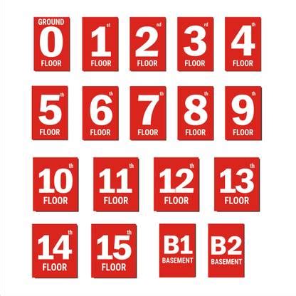 Mindcraftz Fifteen Floor Lift Lobby Numbers Signboards Red Emergency ...