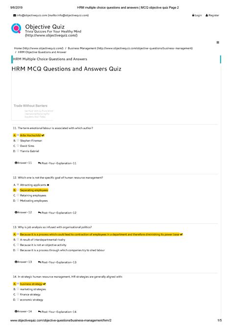HRM MCQ objective quiz Page 2 - Warning: Popup annotation has a missing ...