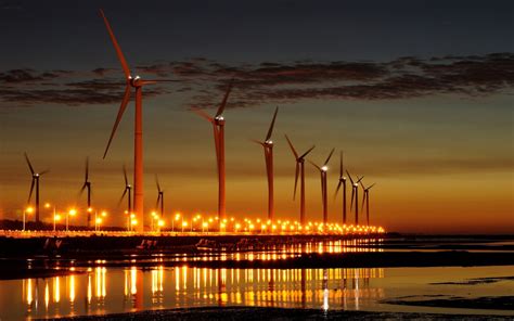 Stunning Nightscape with Wind Turbines - HD Wallpaper