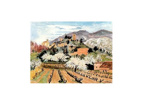 Cerisier en Fleurs a Oppede by Yves Brayer - 12 X 16 Inches (Art Print ...