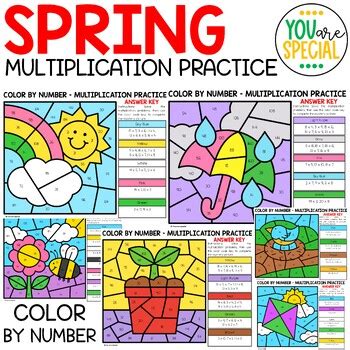 Spring Math Color by Number Worksheets 的图像结果