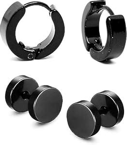 Buy SONI DESIGNS Mens Stainless Steel Black magnetic Piercing Pressing ...