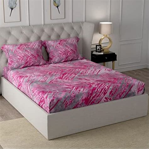 Buy Cloth Fusion Elastic Fitted Glace Cotton Satin Striped Bedsheet ...