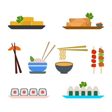 Flat Asian Food Vectors 166771 Vector Art at Vecteezy