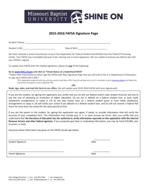 Fillable Online Your FAFSA was incomplete because it was missing one or ...