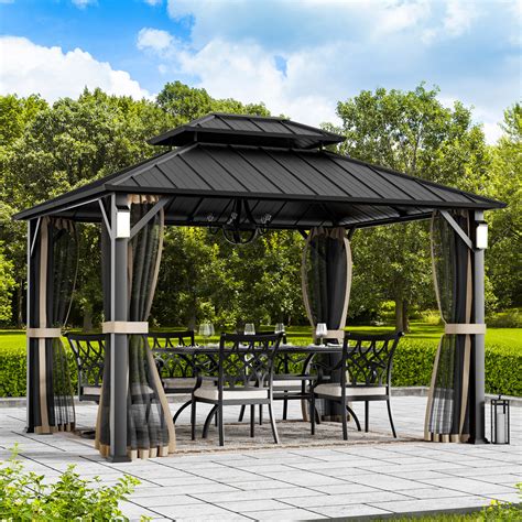 MODERN SHADE OUTDOOR LIVING SPACES Horizon 10' x 12' Hard Top Gazebo ...