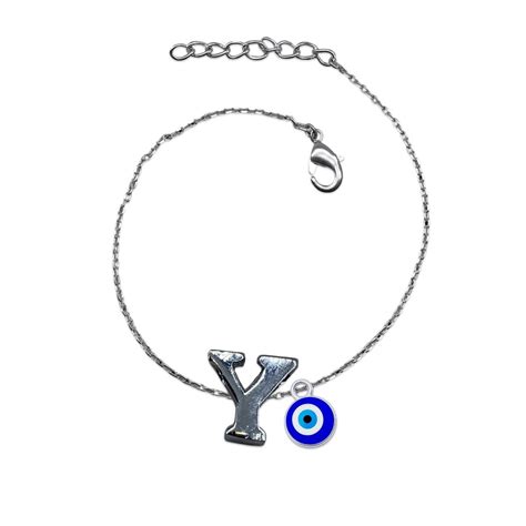 Buy Digital Dress Room Silver Y Letter Evil Eye Bracelet Rakhi Online