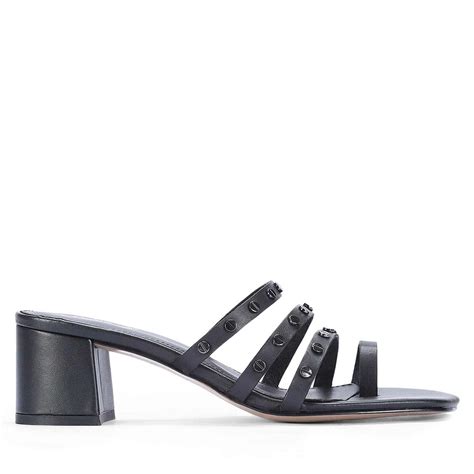 Saint Ebon Metal Studded Black Leather Block Heels – SaintG India