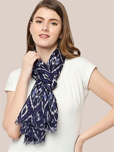 Indigo & White Indigo Printed Cotton Stole – Dupatta Bazaar