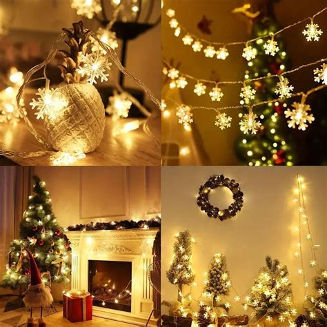 16 LED Light Snow Flake Warm White String Fairy Light Plug in for Bedr ...