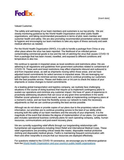 Fedex Letter