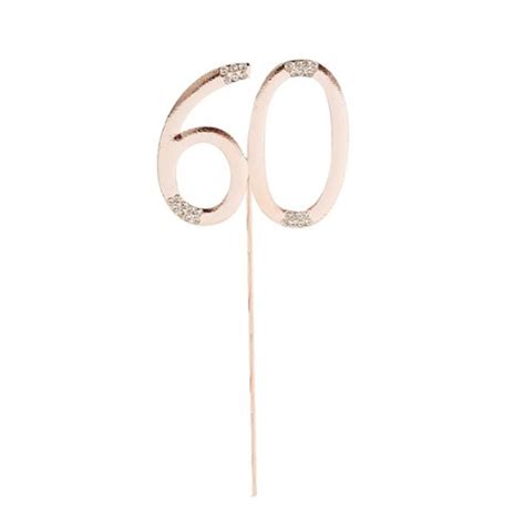 Number 60 Rose Gold And Diamante Cake Topper by Cake Craft Company