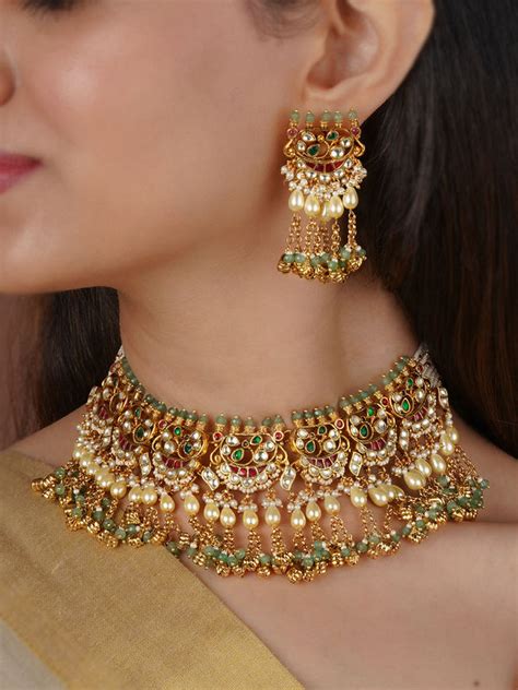 Shop Jadau Kundan Necklace Sets - Bridal Jewellery Sets – Mortantra