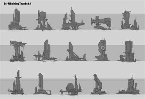 ArtStation - Sci Fi Buildings Thumbs, Earl Lan | Environment concept art, Sci fi concept art ...