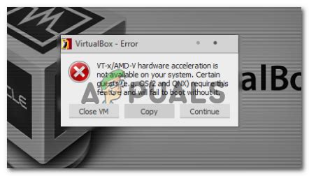 System Acceleration Error VirtualBox 的图像结果