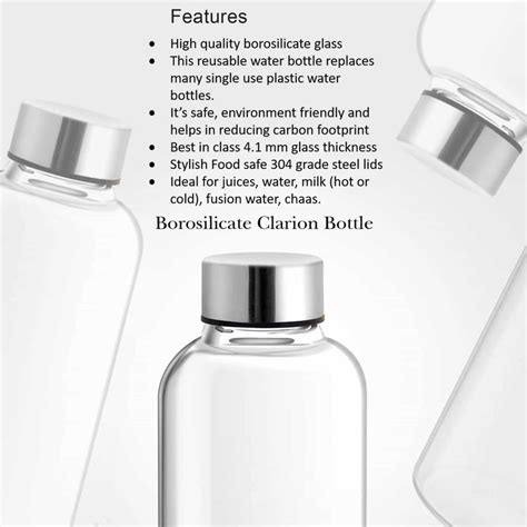 Buy Treo Clarion Borosilicate Glass Bottle Online at Best Price | Milton
