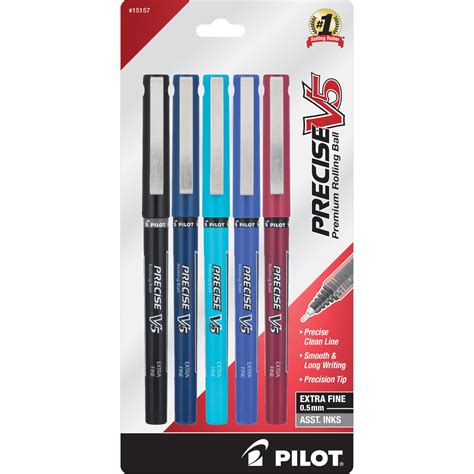 Pilot Precise V5 Rolling Ball Pens, Extra Fine Point, 0.5 mm, Assorted ...