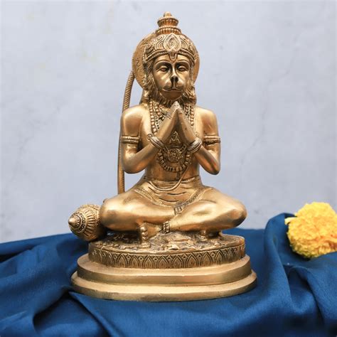 Brass Hanuman Statue in Namaskar Mudra – The Advitya