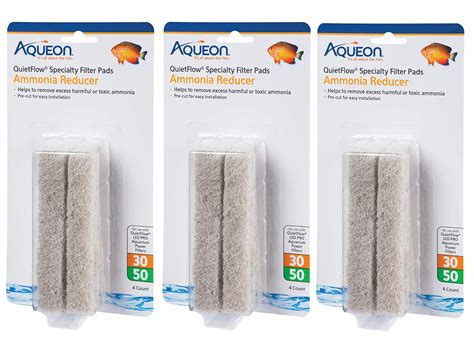 (3 Pack) Aqueon Quiet Flow 30/50 Ammonia Reducing Specialty Filter Pad ...