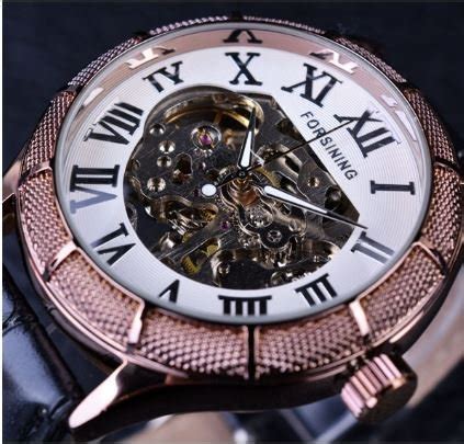 Forsining Skeleton Watch Transparent Roman Number Watches Men Luxury ...