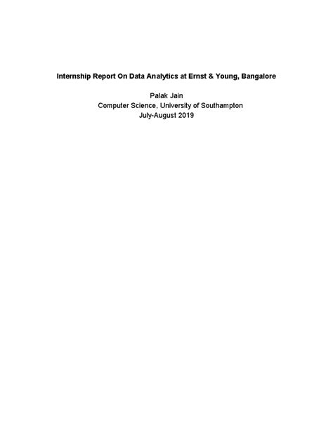 Data Analytics Internship Report at EY - CS 2019 - Studocu