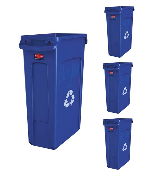 Rubbermaid Slim Jim Trash Can Waste Bin with Venting Channels, Blue ...