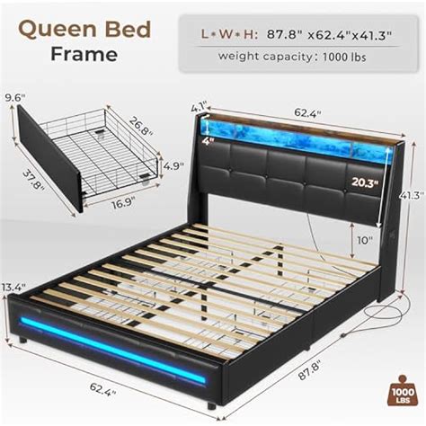 AOGLLATI Queen Bed Frame with Storage Headboard, Bed India | Ubuy