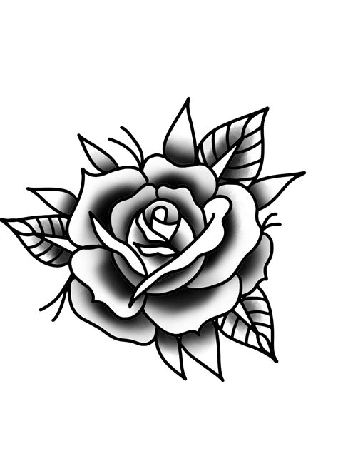 Traditional Tattoo Stencil - Black and White Rose