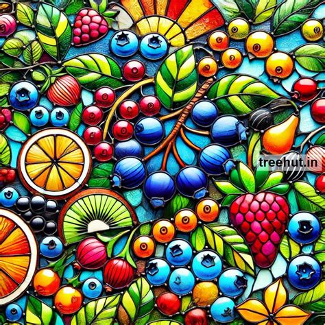 Berries Stain Glass Painting Ideas for a Café