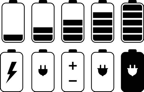 Battery icons set charging full empty and power symbols | Premium Vector